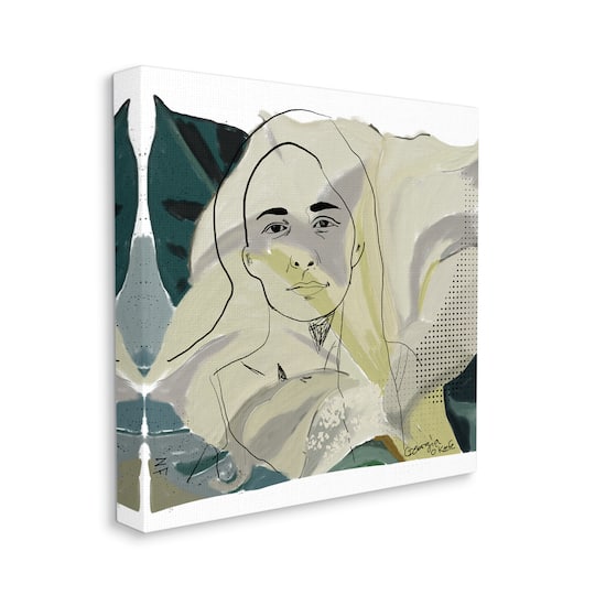 Stupell Industries O'Keefe Artist Portrait Off-White Lily Floral Canvas Wall Art